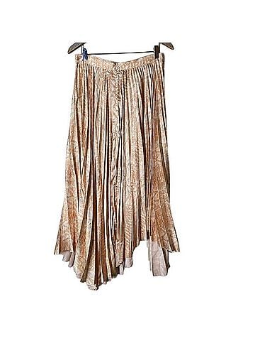 Acler Hooper Satin Pleated Asymmetrical Midi Skirt in Cobra Casual Skirt (view 2)