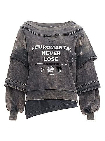 Diesel DIESEL F Strat grey distressed cotton Neuromatic Never Lose sweater XS (view 1)