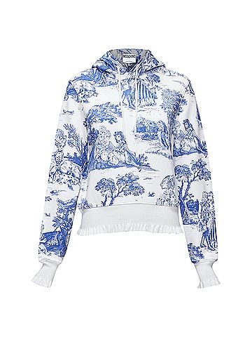 Moschino MOSCHINO Anime Toile De Jouy blue white frill trim hoodie sweater IT36 XXS (view 1)