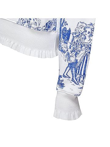 Moschino MOSCHINO Anime Toile De Jouy blue white frill trim hoodie sweater IT36 XXS (view 2)