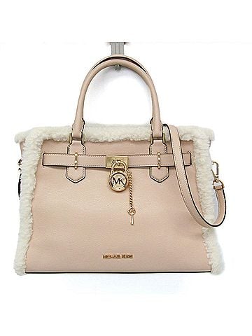 Michael Kors Michael Kors Hamilton Satchel Bag Women's Leather,Fur Shoulder Bag,Tote Bag Pink Beige (view 1)