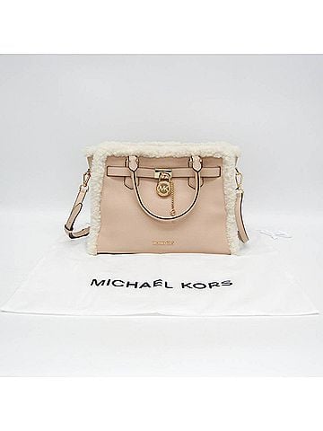 Michael Kors Michael Kors Hamilton Satchel Bag Women's Leather,Fur Shoulder Bag,Tote Bag Pink Beige (view 2)