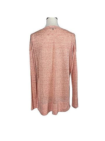 Lafayette 148 New York Linen Blend Lightweight V-Neck Side Slit Tunic Sweater Pullover Sweater (view 2)