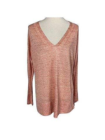Lafayette 148 New York Linen Blend Lightweight V-Neck Side Slit Tunic Sweater Pullover Sweater (view 1)