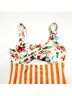 Cupshe Stripes Floral Orange White One Piece Swimsuit Size S - photo 4