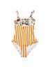 Cupshe Stripes Floral Orange White One Piece Swimsuit Size S - photo 2