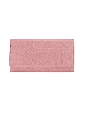 Burberry Burberry long wallet, leather, pink, clasp closure, check pattern, women's. (view 1)