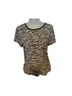 Michael Kors Animal Print White Brown Short Sleeve Blouse Size L - photo 1