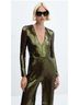 Mango Solid Green Jumpsuit Size S - photo 5