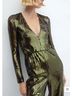 Mango Solid Green Jumpsuit Size S - photo 6