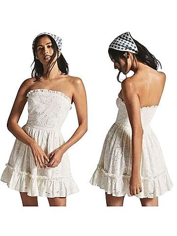 Anthropologie Eyelet Ruffle Tube Mini Dress Casual Dress (view 1)