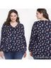 Lane Bryant Print Blue Pink Long Sleeve Blouse Size 14 - photo 4