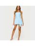 Edikted Solid Blue Casual Dress Size L - photo 5