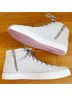 P448 100% Leather Solid White Pink Sneakers Size 7 - photo 8
