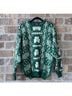 Blarney Castle Designs 100% Wool Graphic Floral Green White Wool Sweater Size L - photo 7