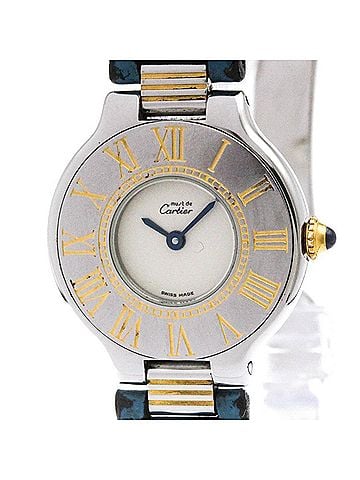 Cartier CARTIER Must 21 Gold Plated Steel Leather Quartz Ladies Watch Polished (view 1)
