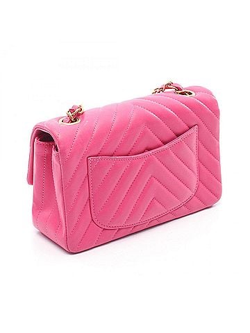 Chanel Chanel Chevron V-stitch Mini 20 Shoulder Bag/Handbag, Leather, Women's, Pink (A69900) (view 2)