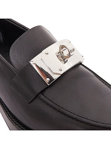 Hermès Hermes Hot Loafer black calfskin palladium Kelly buckle shoes EU38.5 (view 2)