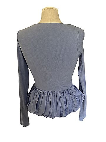 Astr Bubble Hem Peplum Top Long Sleeve Top (view 2)