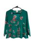 Sézane 100% Silk Floral Green Red White Long Sleeve Blouse Size S - photo 1