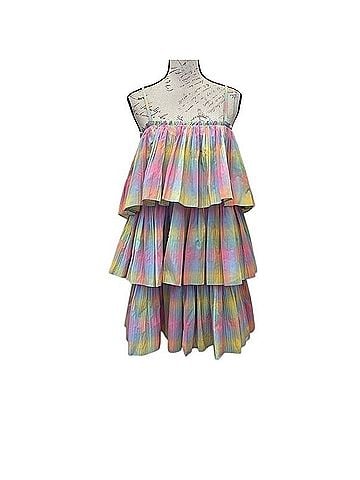 Anthropologie Beatrice B Square Neck tired Rainbow dress Casual Dress (view 1)