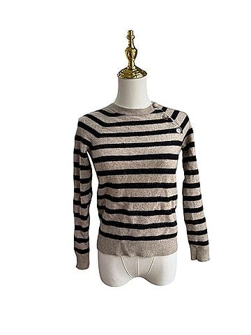 LOFT The Original Italian Cashmere Striped Sweater Cashmere Pullover Sweater (view 1)