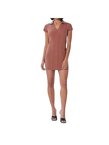 Lita By Ciara Lita by Ciara Rib Cotton Blend Polo Mini Dress Casual Dress (view 1)