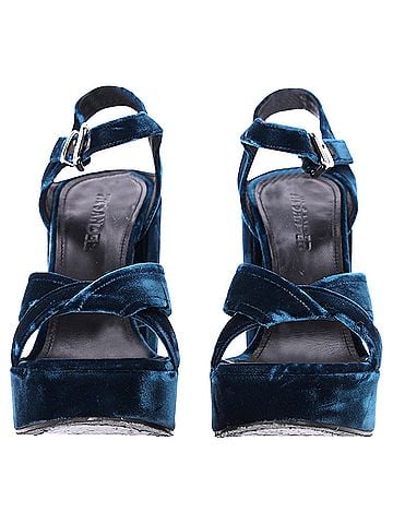 Jil Sander Jil Sander Chunky Sandal Heels in Blue Velvet (view 2)