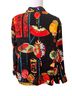 Chico's 100% Silk Floral Black Red Green Yellow Orange Long Sleeve Button-Down Shirt Size 10 - photo 6