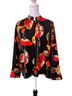 Chico's 100% Silk Floral Black Red Green Yellow Orange Long Sleeve Button-Down Shirt Size 10 - photo 1