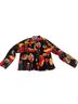 Chico's 100% Silk Floral Black Red Green Yellow Orange Long Sleeve Button-Down Shirt Size 10 - photo 3