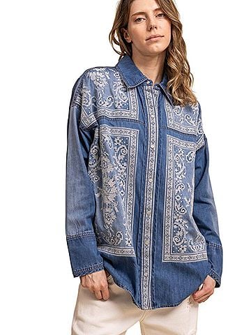 Blue Velvet Button-Down Shirt (view 1)