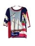 Berek 100% Cotton Print Red Blue Multi Color Pullover Sweater Size M - photo 3