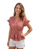 Max Studio Graphic Red White Short Sleeve Blouse Size L - photo 1