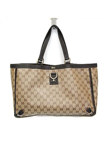Gucci Gucci GG Crystal Abby 293580 Women's GG Crystal,Leather Tote Bag Beige,Brown (view 1)