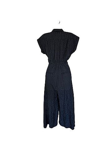 Anthropologie Ettiwe by Anthropologie Tie Front Navy Wide Leg Coulette jumpsuit Jumpsuit (view 2)