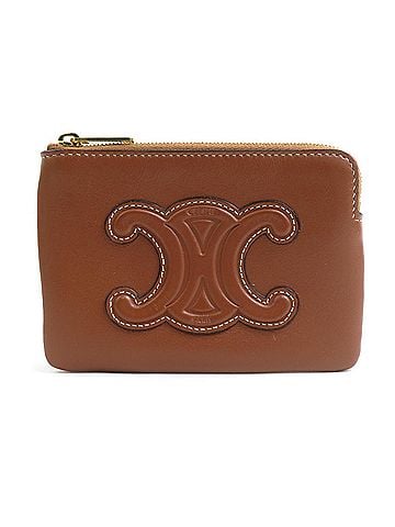 Céline Celine CELINE Wallet/Coin Purse Leather Metal Brown Gold Women's Free Shipping e61641a (view 1)