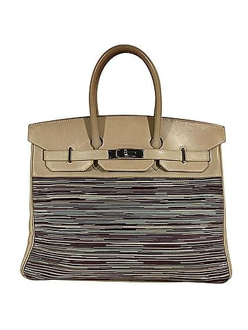 Hermès HERMES Birkin 35 Tote Bag Handbag Leather Men's Women's White x Multicolor (view 1)