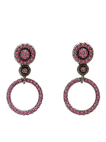 Christian Dior Christian Dior Earrings, Metal, Rhinestone, Pink, Women's (view 2)