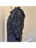 CeCe 100% Poly Chiffon Floral Blue Green Short Sleeve Blouse Size S - photo 4