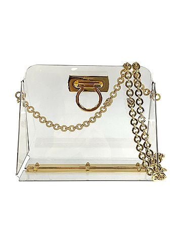 Salvatore Ferragamo Salvatore Ferragamo Gancini Clear Gold Hardware Plastic Chain Shoulder Bag for Women (view 1)
