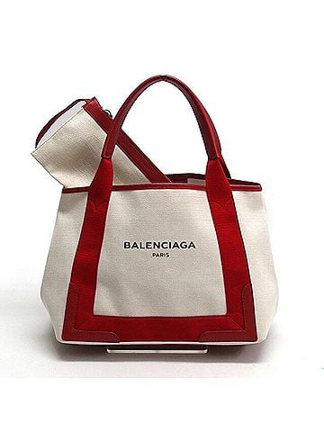 Balenciaga Balenciaga Navy Cabas S Tote Bag, White x Red (view 2)