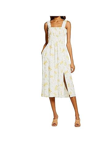 WAYF Rashida Smocked Midi Sundress Casual Dress (view 1)