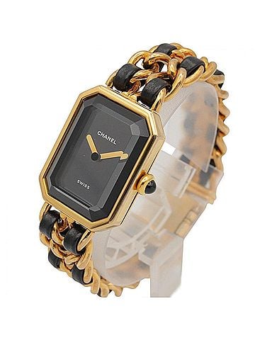 Chanel Chanel CHANEL Première S Watch, Gold Plated (GP), Leather Strap, Women's, Black, H0001 (view 2)