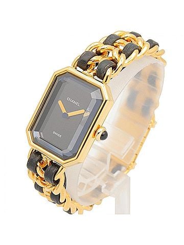 Chanel Chanel CHANEL Première M Wristwatch, Gold Plated (GP), Leather Strap, Women's, Black, H0001 (view 2)