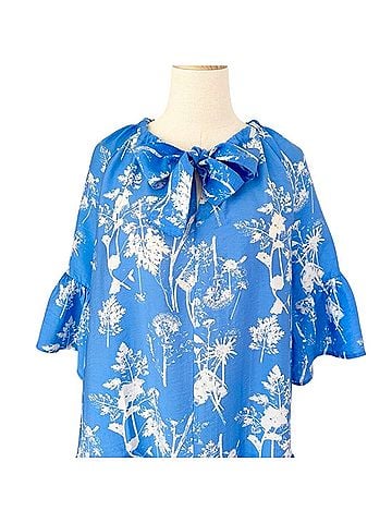 & Other Stories Floral Print Ruffled Midi Dress Tie Neck A-Line Casual Dress (view 2)