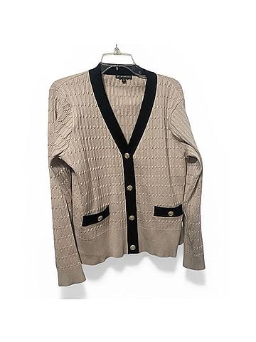Adrianna Papell beige cable knit   gold button Cardigan (view 1)