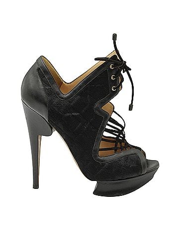 Nicholas Kirkwood Nicholas Kirkwood Caged Lace Up Heeled Sandals in Black Pony Hair (view 1)