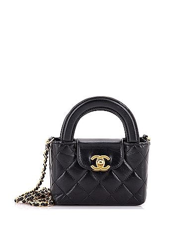 Chanel Kelly Top Handle Shopping Bag Quilted Shiny Aged Calfskin Nano (view 1)