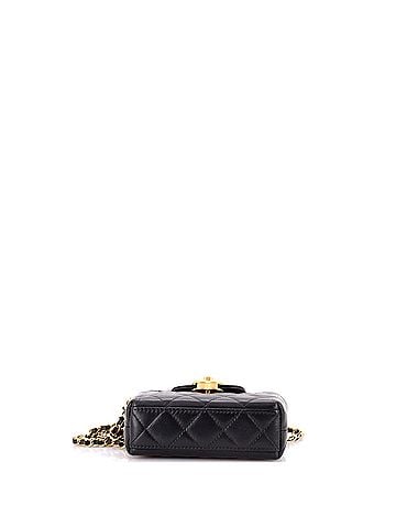 Chanel Kelly Top Handle Shopping Bag Quilted Shiny Aged Calfskin Nano (view 2)